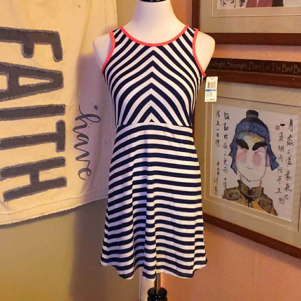 Navy and white striped dress, Pink Violet brand